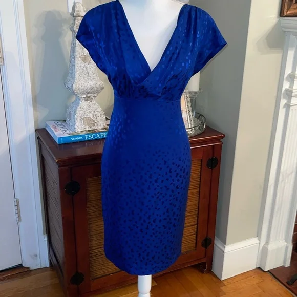 banana republic blue silk dress Sail to Sable NAVY Metallic Tweed Short Sleeve Shift Dress NAVY / L / H2522